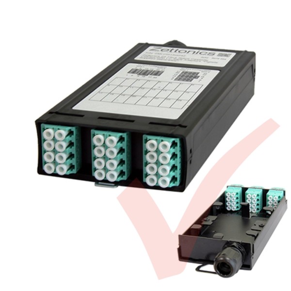 Zettonics LC OM4 Multimode 12 Duplex Unloaded Fibre Cassette Aqua