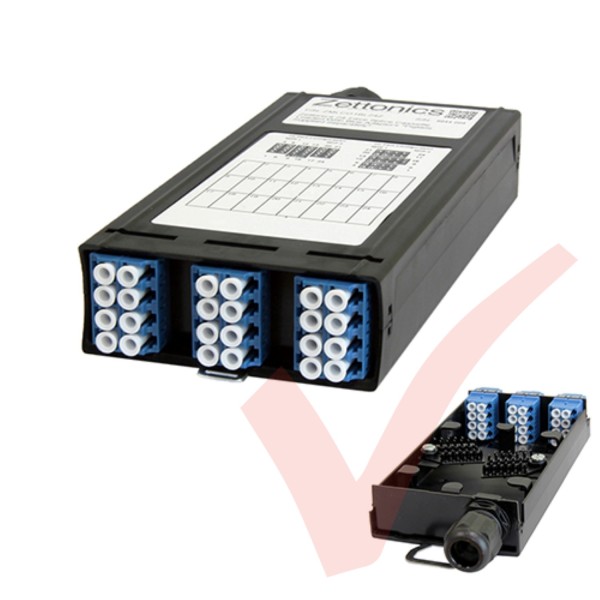 Zettonics LC OS2 Multimode 12 Duplex Unloaded Fibre Cassette Blue