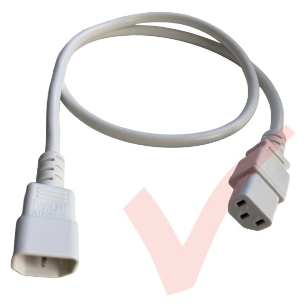 White C13 to C14 premium power cable supplied coiled