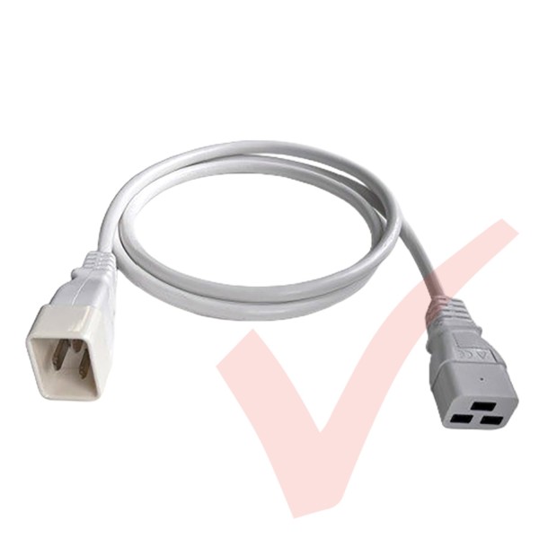 White C19 to C20 premium power cable supplied coiled