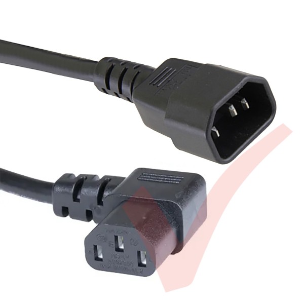C13 Angled Right to C14 Power Cables Black
