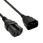 C14 to C15 10A IEC power extension cable black