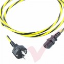 1.8 Metre (6ft) Black & Yellow - Schuko Euro to IEC C13 Connector Caution Black & Yellow Cable						