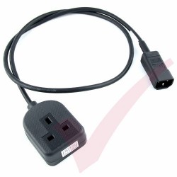 0.5 Metre Black - C14 Male Plug to UK 10Amp Rated Socket LZSH Power Cable