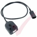 1.0 Metre Black - C14 Male Plug to UK 10Amp Rated Socket LZSH Power Cable