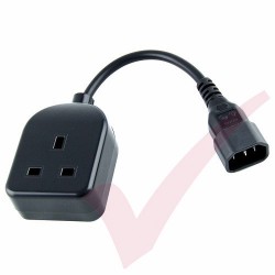 0.25 Metre Black - C14 Male Plug to UK 10Amp Rated Socket PVC 1mm2 Power Cable