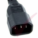 0.25 Metre Black - C14 Male Plug to UK 10Amp Rated Socket PVC 1mm2 Power Cable