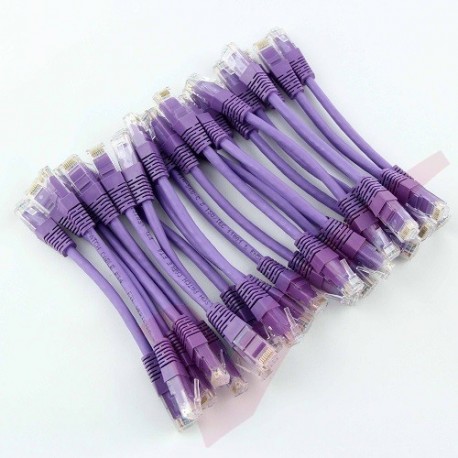 24 Pack of 20cm (8-inch) in Purple - Cat6 High Grade 250MHz 24AWG LSZH Patch Lead for 2U Patching