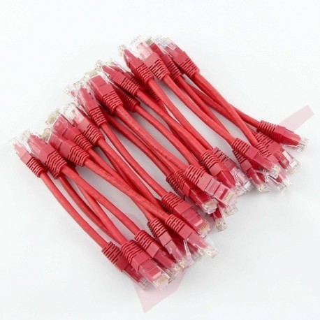 24 Pack of 20cm (8-inch) in Red - Cat5e High Grade 125MHz 24AWG LSZH Patch Lead for 2U Patching