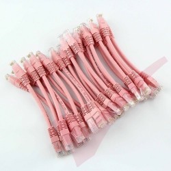 24 Pack of 20cm (8-inch) in Pink - Cat5e High Grade 125MHz 24AWG LSZH Patch Cables for 2U Patching